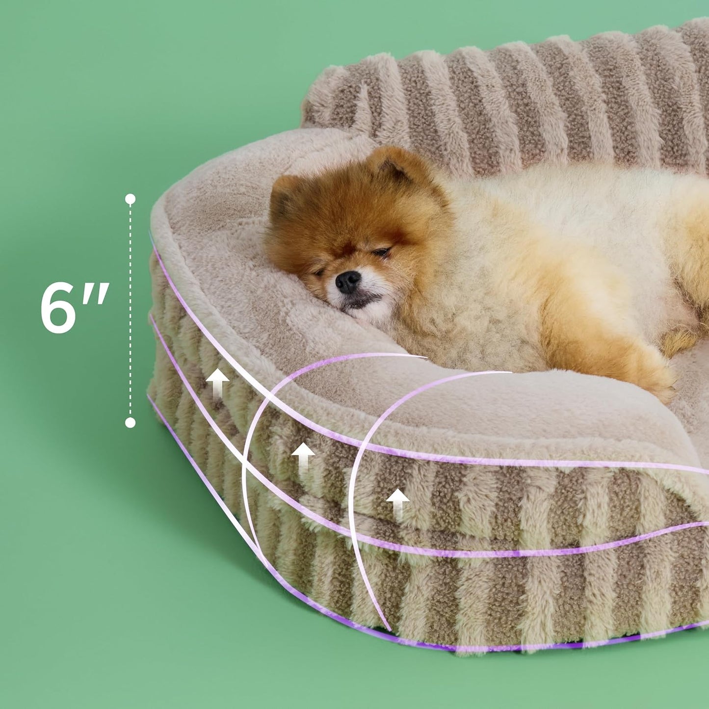 LE SURE Cute Dog Bed for Small Dogs, Orthopedic Waterproof Small Pet Beds with Sides, High Back Non-Slip Bottom and Egg-Crate Foam Puppy Couch Sofa with Washable Removable Cover, Hazel
