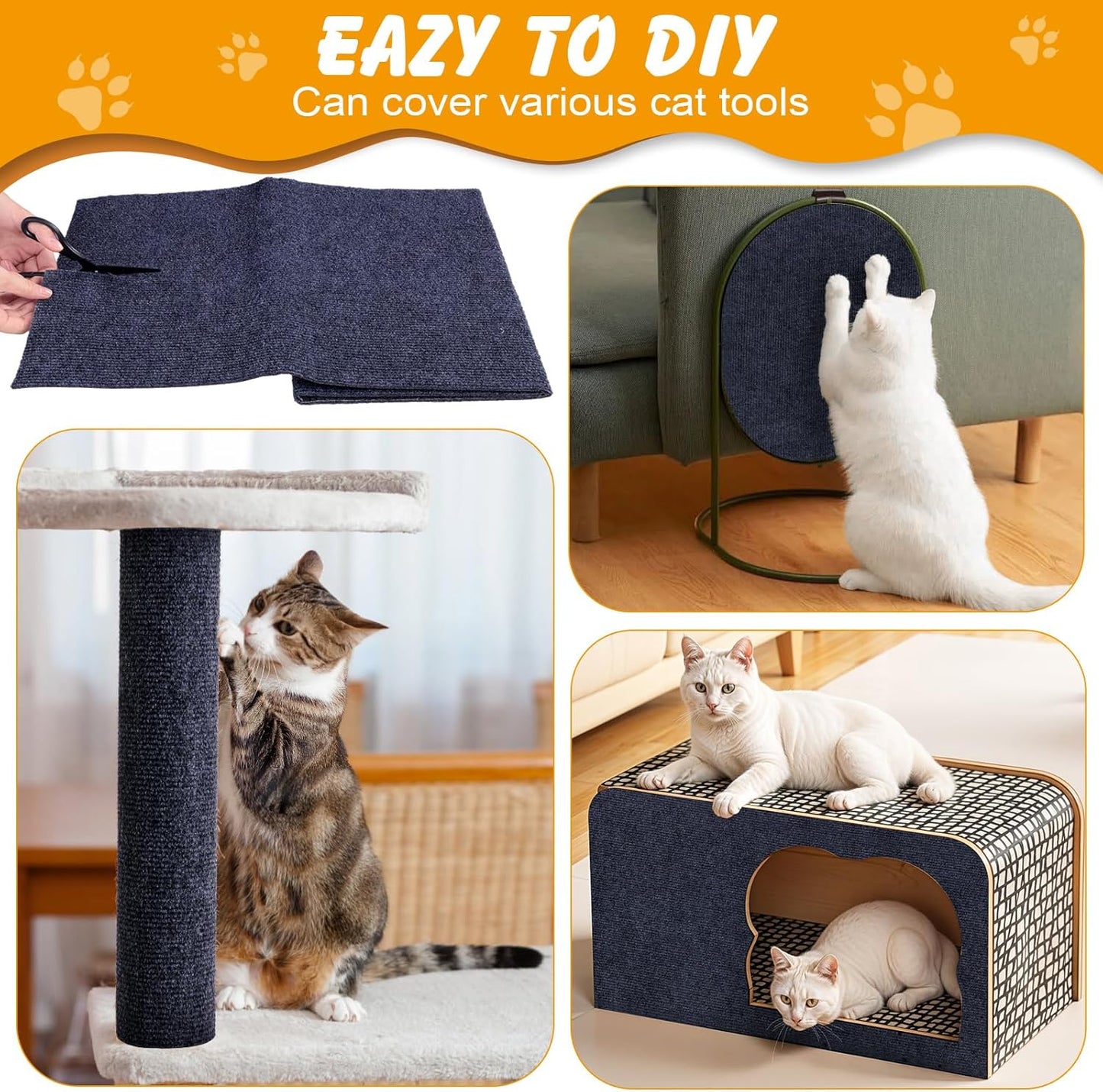 78.7x15.8 in Cat Scratch Furniture Protector, Self-Adhesive Couch Protectors from Cat Caws for Couch, Wall Trimmable (Dark Gray)