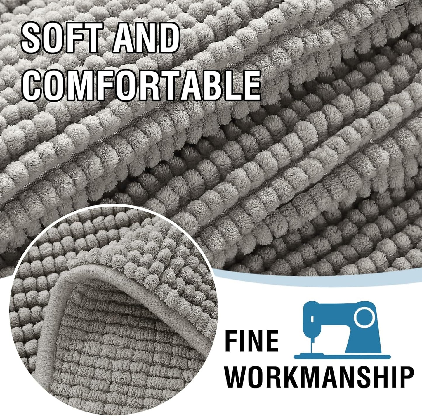 H.VERSAILTEX Plush Chenille Dog Bed Cover Thick Soft Sofa Cover for 3 Cushion Couch Anti Slip Couch Cover Furniture Protector for Dog, Pet, Cat (35" x 74", Dove)