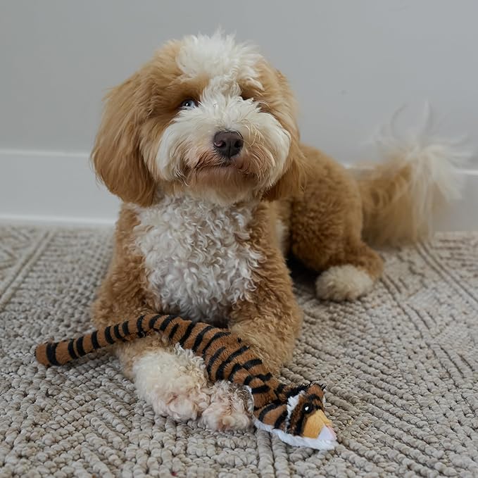 SPOT Skinneeez Jungle Cat 14 Inch Stuffing-Free Plush Squeaky Dog Toy – Soft Interactive Chew Toy for Small and Medium Dogs – Mess-Free Play for Light & Moderate Chewers