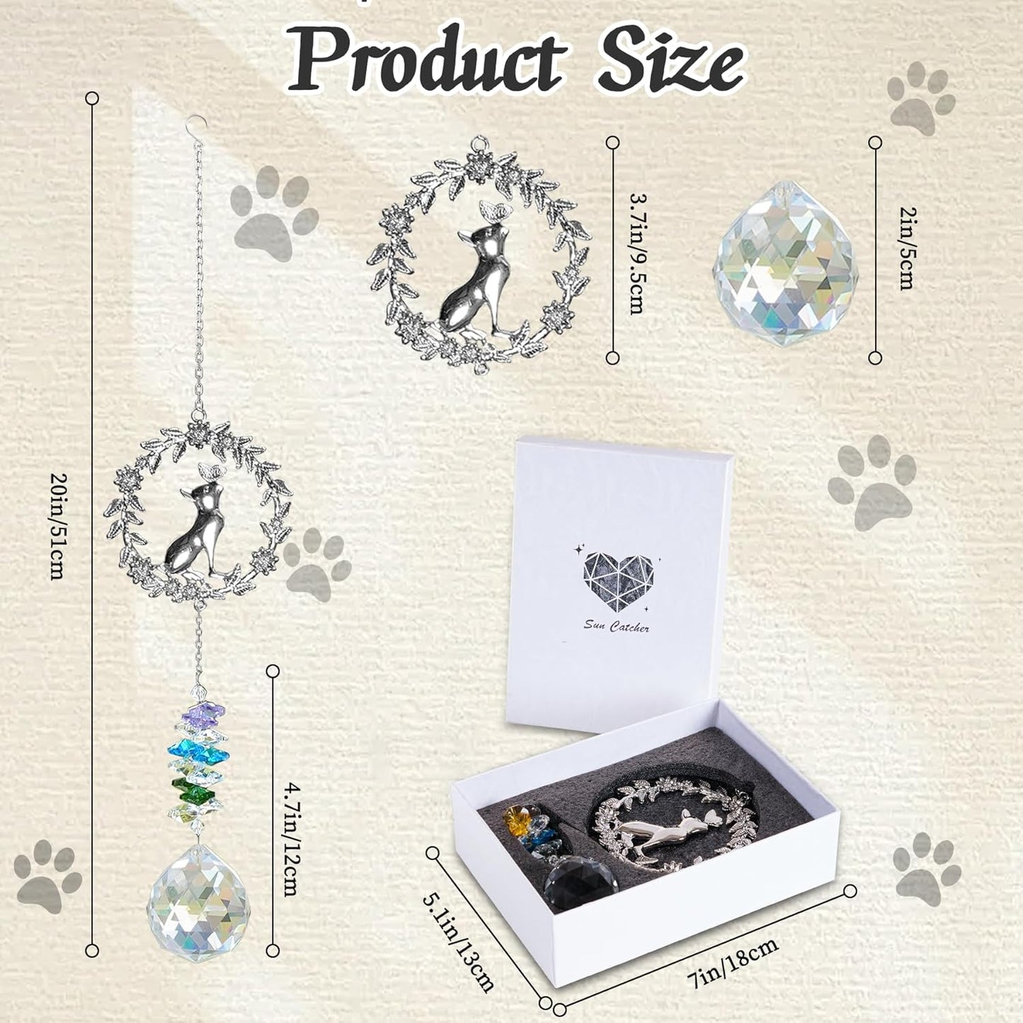 Dog Memorial Gifts for Loss of Dog, Pet Memorial Suncatcher, Pet Sympathy Gifts, Garland Suncatcher with Card & Gift Box, Remembrance Bereavement Gift for Loss of Dogs Cats