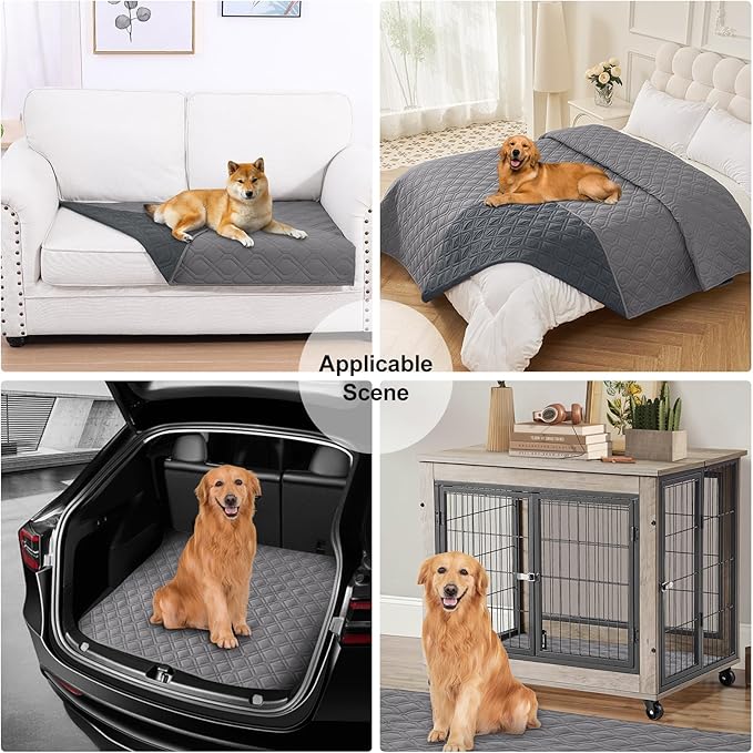 Smiry Waterproof Dog Blanket, 82x102 Inch Soft Pet Bed Cover Reversible, Washable Sofa Couch Furniture Protector for Small Medium Large Dog Puppy Cat, Grey/Dark Grey