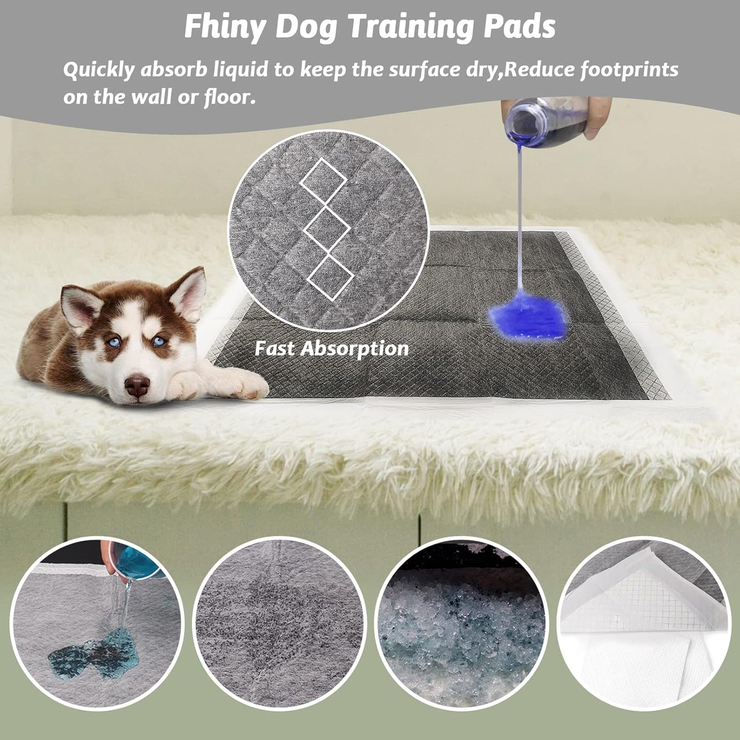 Fhiny Pee Pads for Dogs, 24" x 36" 20 PCS Extra Large Disposable Puppy Pads Leak-Proof Super Absorbent Charcoal Potty Training Pad with Quick-Dry Surface for Dogs Puppies Cats Kittens or Small Pets