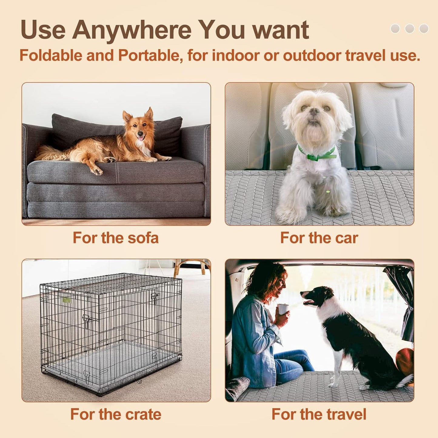 BEAUTYZOO Dog Bed Crate Pad 42 x 28 inch, Washable Dog Crate Mat for X-Large Sized Dogs, Anti-Slip Pet Crate Bed Kennel Pad, Durable Cozy Puppy Sleeping Mat Rectangle Mattress, Grey