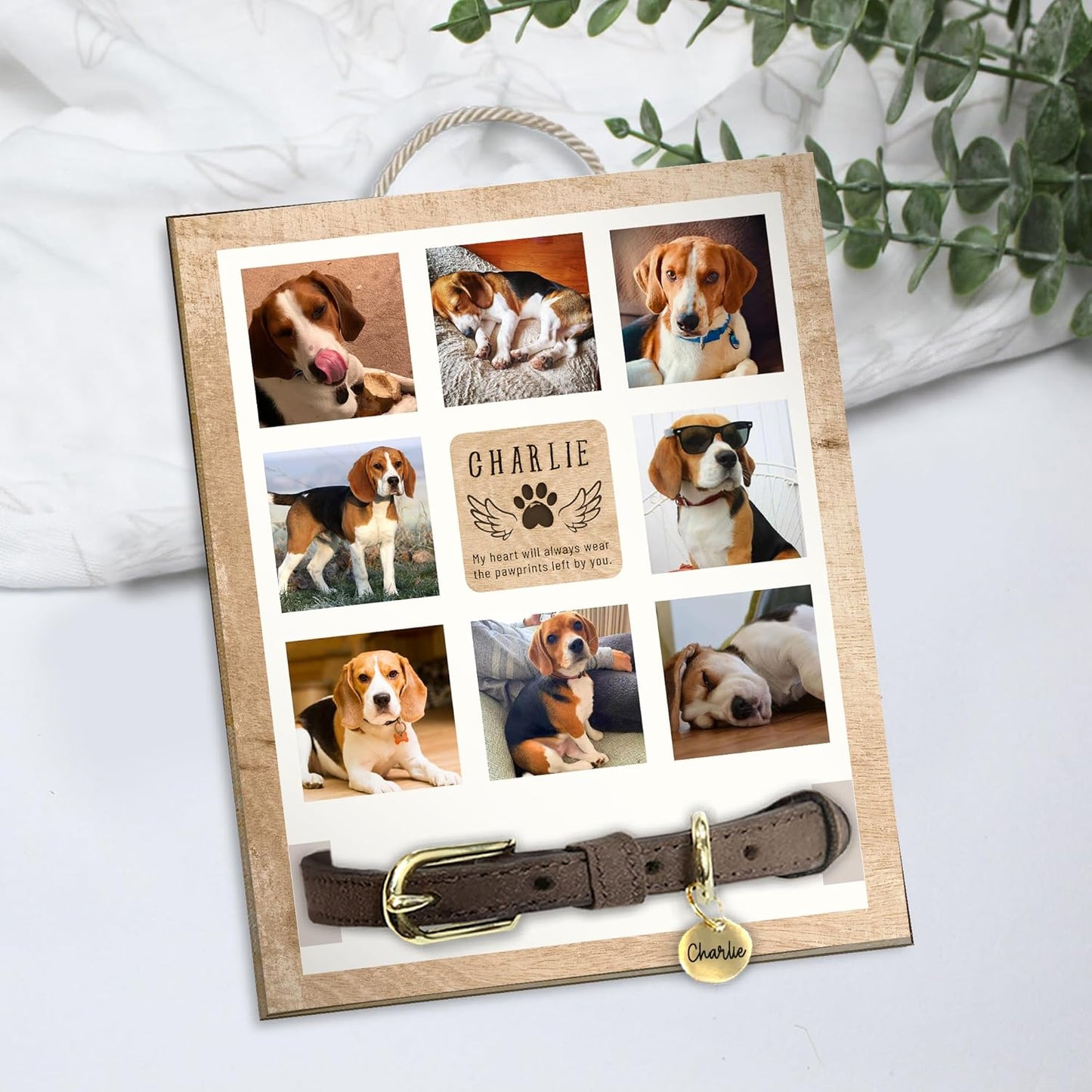 Personalized Pet Memorial Picture Frame – Custom Dog Memorial Sign with Collar Holder, Photos, Name & Quote, Pet Loss Sympathy Gift, Pet Remembrance Keepsake, Gift for Pet Lovers