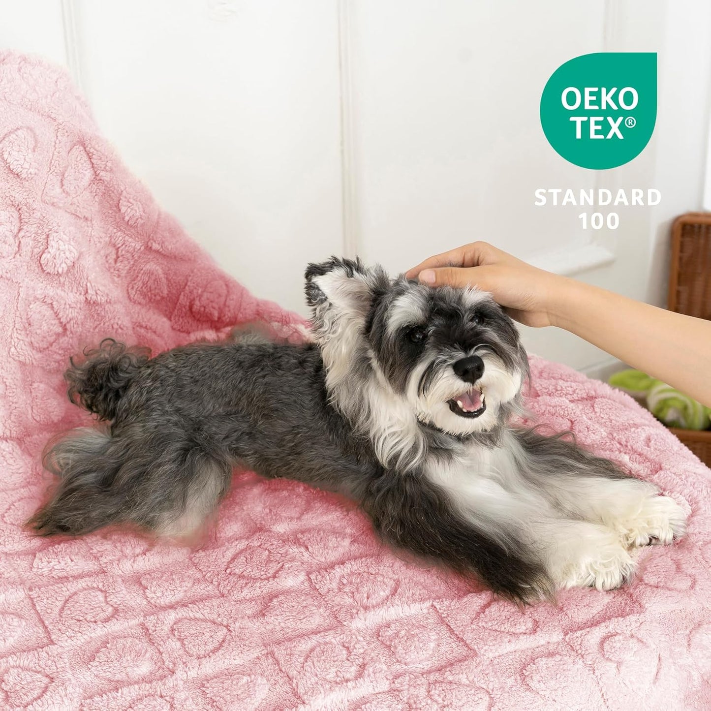 gogobunny Calming Plush Dog Cat Blanket 300GSM Coral Fleece, Ultra-Soft Machine Washable Pet Bedding for Small Medium Dogs Cats Puppies Kittens (Pink, 40x50)