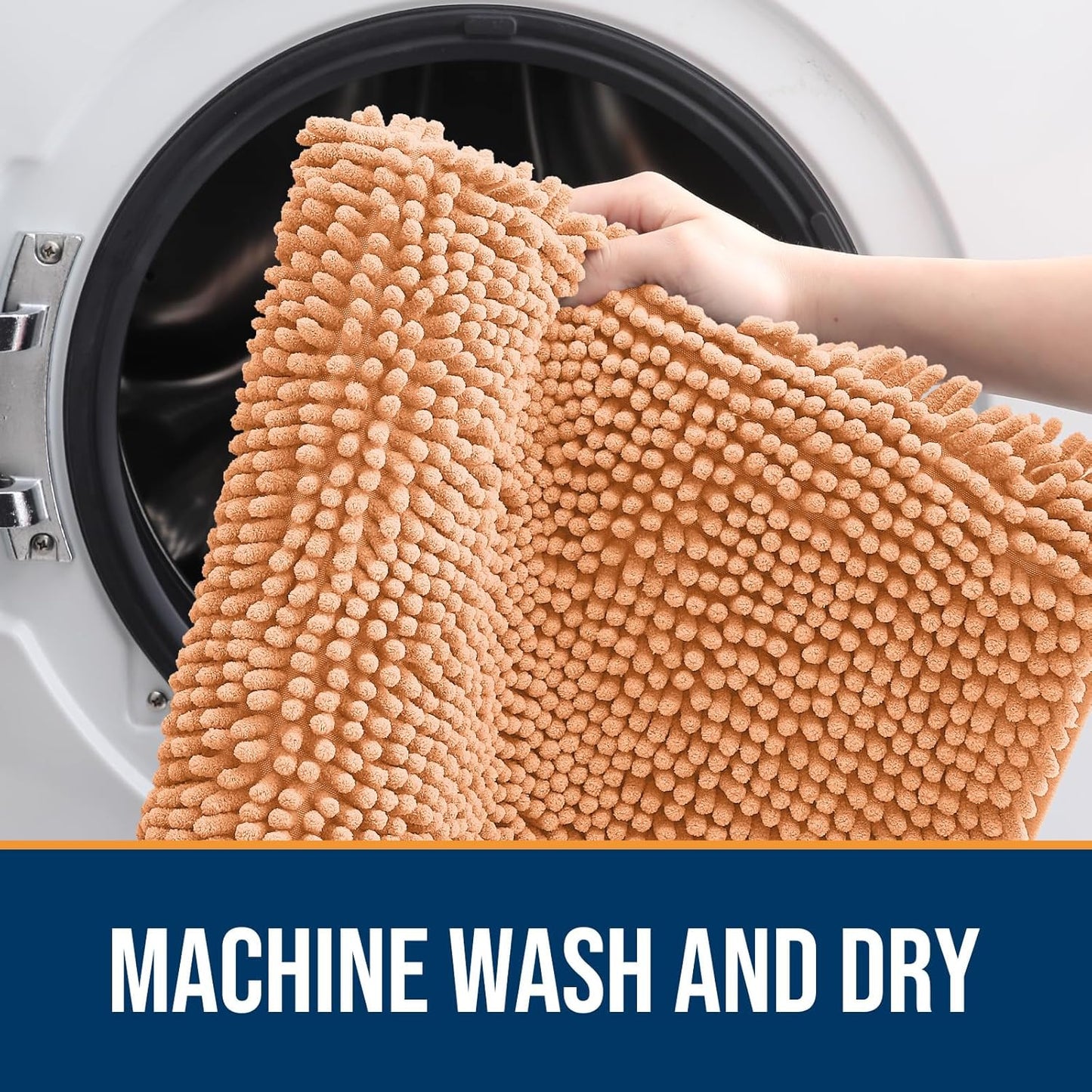 OLANLY Dog Door Mat for Muddy Paws 59x32, Absorbs Moisture and Dirt, Absorbent Non-Slip Washable Doormat, Quick Dry Chenille Mud Mat for Dogs, Entry Indoor Entryway Carpet for Inside Floor, Orange