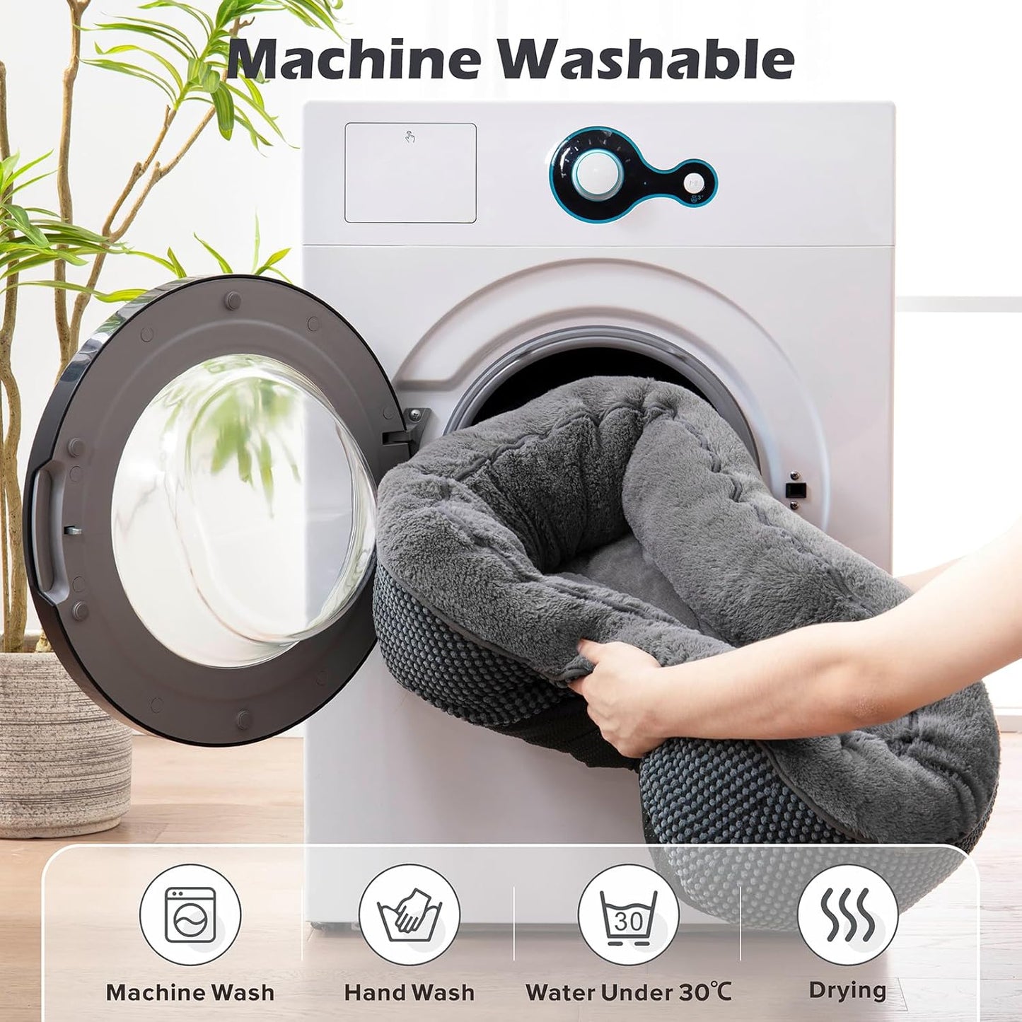 INVENHO Large Dog Beds Large Sized Dog Washable, Orthopedic Warming Soft Sleeping Puppy Bed Durable Pet Bed with Anti-Slip Bottom L(35"x25"x10")