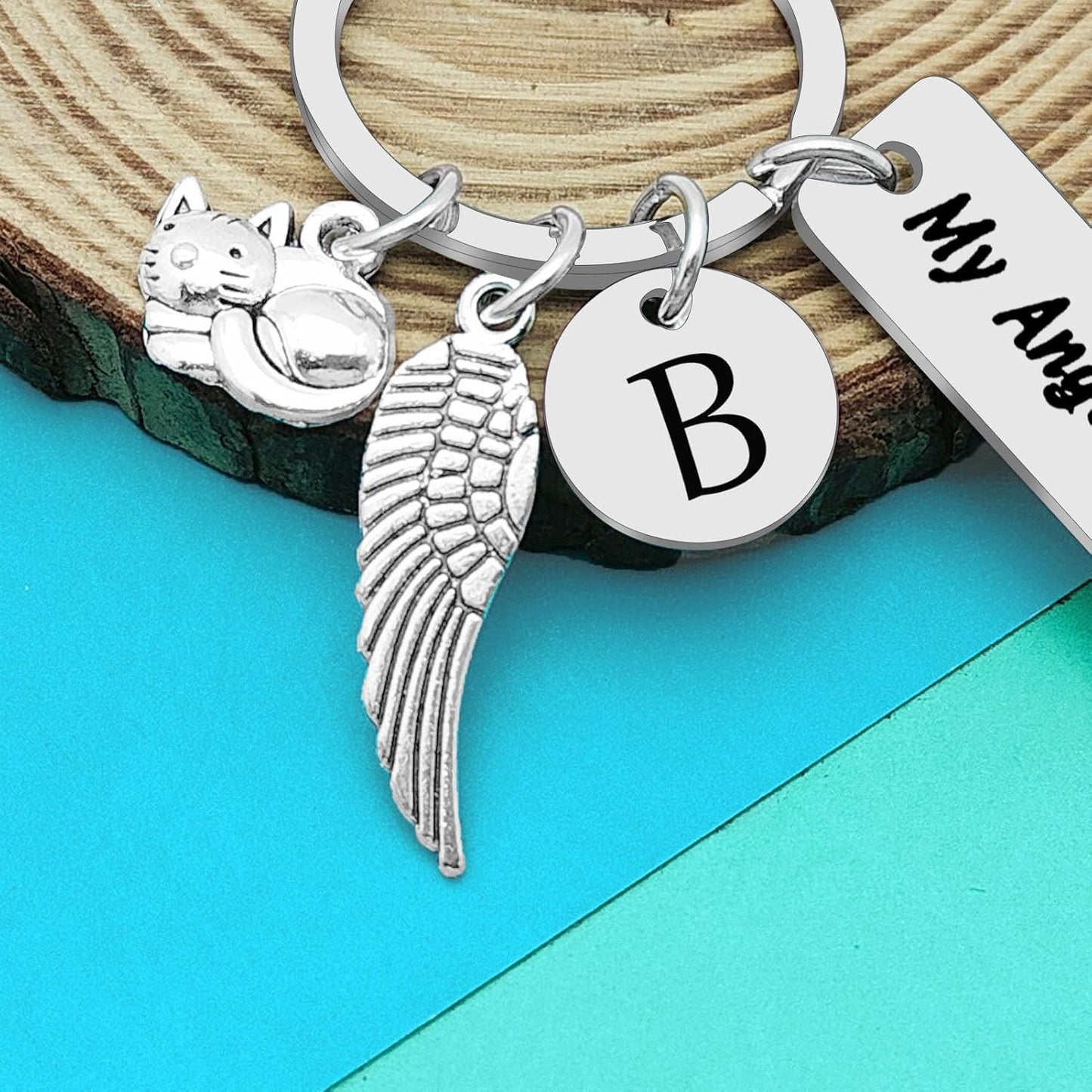 Dabihu Loss of Cat Memorial Keychain Initial Charm Jewelry Sympathy Gifts for Pet Loss in Memory of Cat Gifts for Cat Lovers