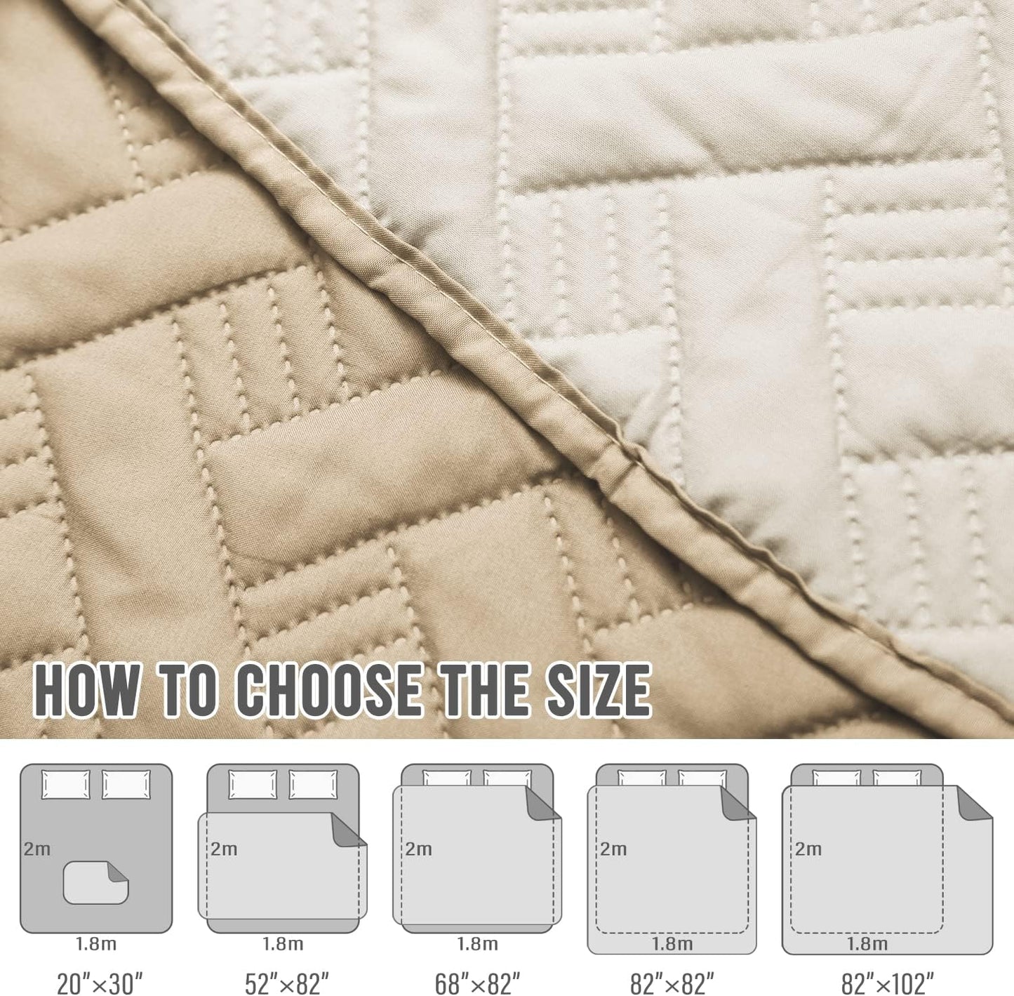 Dog Bed Cover for Pets - Blankets Rug Pads for Couch Protection Waterproof Bed Covers Dog Blanket Furniture Protector Reusable Changing Pad (Ivory+Beige, 20"x30")