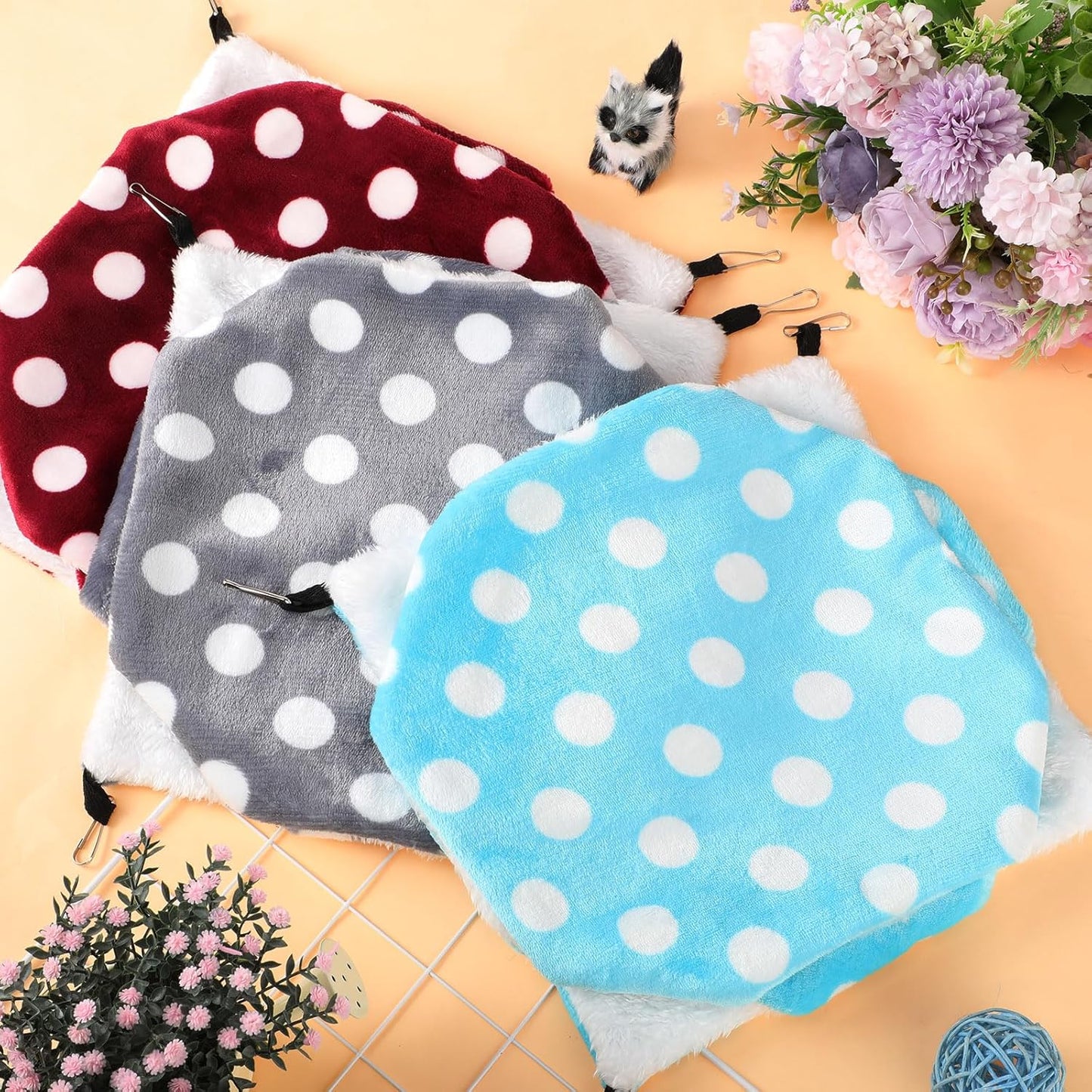 Sadnyy 6 Pieces Guinea Pig Rat Hammock Three Layer Ferret Bed Small Animal Hanging Pet Cage Hammock for Chinchilla Rat Sugar Glider Squirrel Reptiles(Lively Pattern)