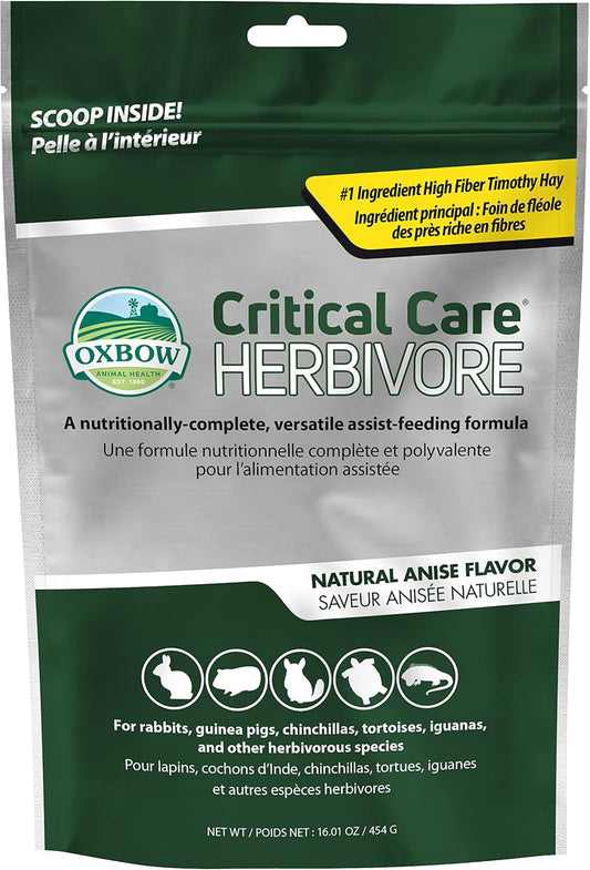 Oxbow Critical Care Herbivore, Emergency Guinea Pig Food, Rabbit Food for Recovery, Natural Anise Flavor, Veterinary Formula, Critical Care for Guinea Pig Emergency Kit, 454 gram bag
