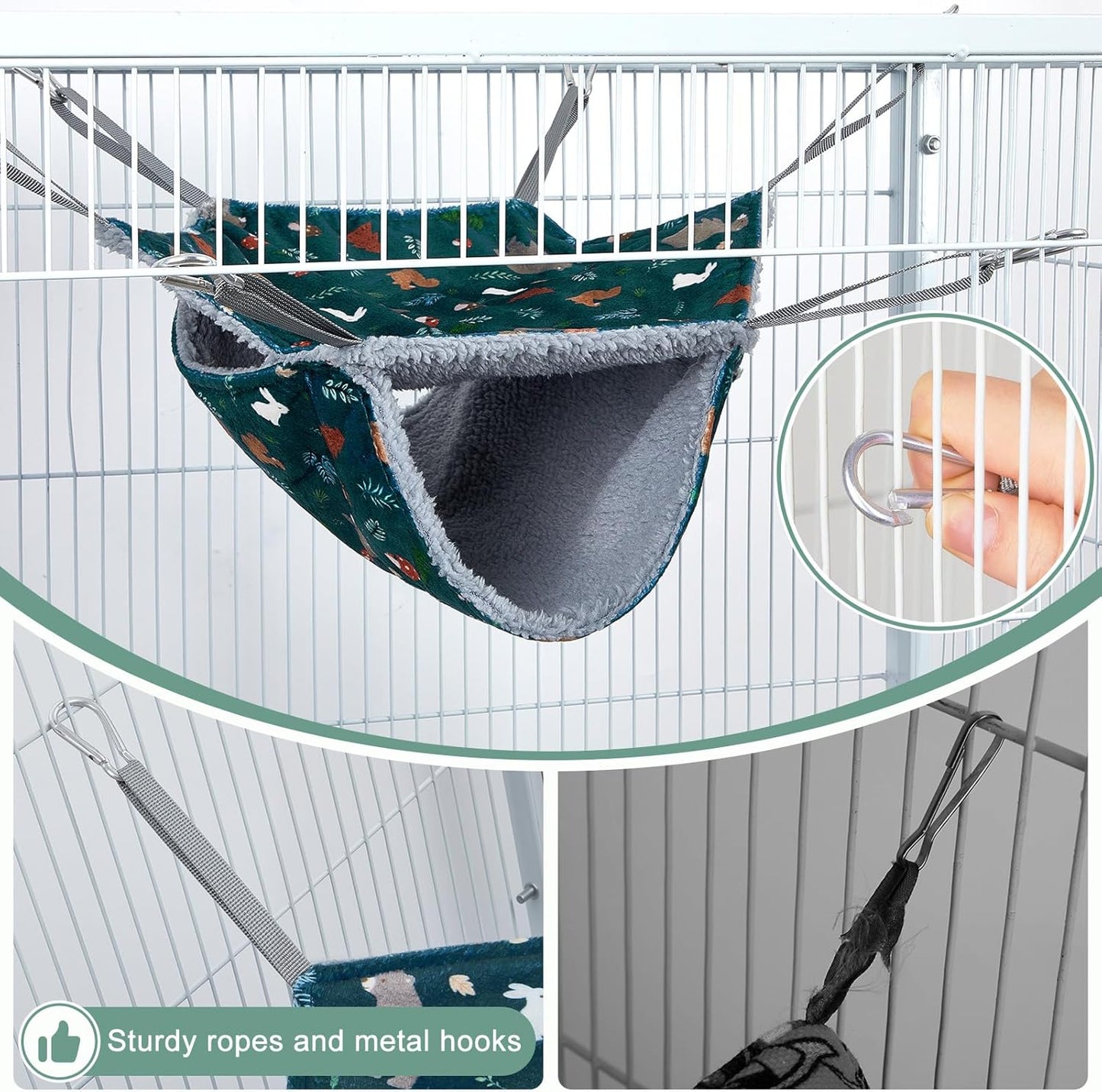 Bienbee 2 Pcs Ferret Rat Hammock Set for Cage Washable Guinea Pig Hideout Bed Soft Small Animal Hammock Tunnel Toys Ferret Cage Accessories for Hedgehog Sugar Glider Squirrel Hamster
