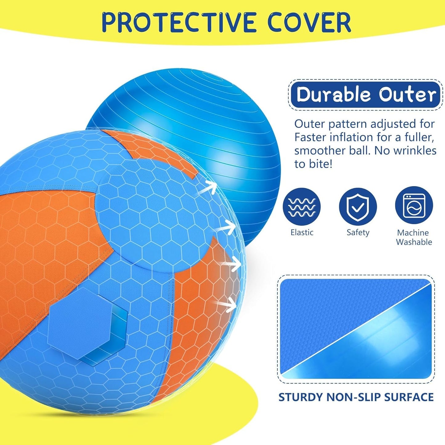 Herding Ball for Dogs - 25" Large Herding Ball with Anti-Burst Cover and Pump, Outdoor Dog Exercise Toy for Australian Shepherd, German Shepherd, Collie (Blue & Orange)