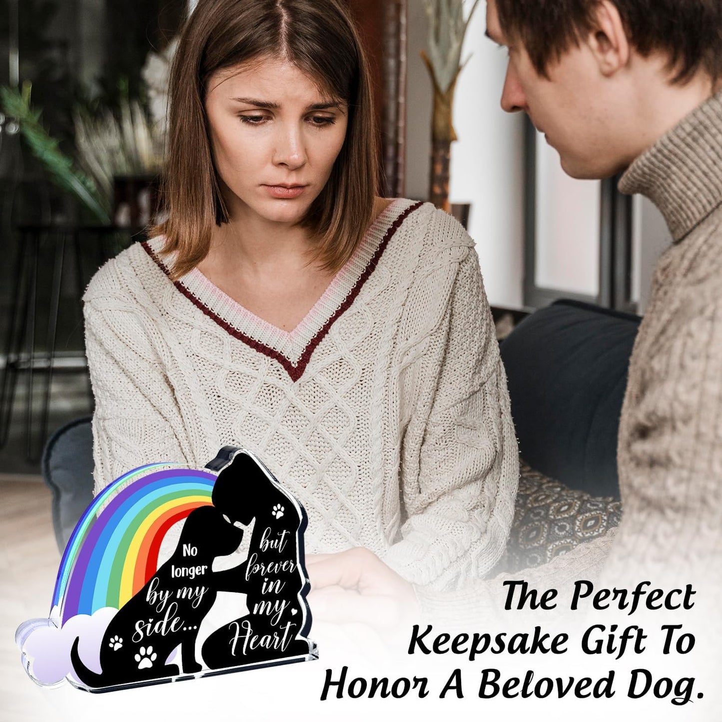 Pet Memorial Gifts, Pet Sympathy Present, Sympathy Gifts for Loss of Dog, Pet Memorial Acrylic Rainbow Bridge Decorations, Condolences Gift for Remembrance, Bereavement Gift for Loss Pet