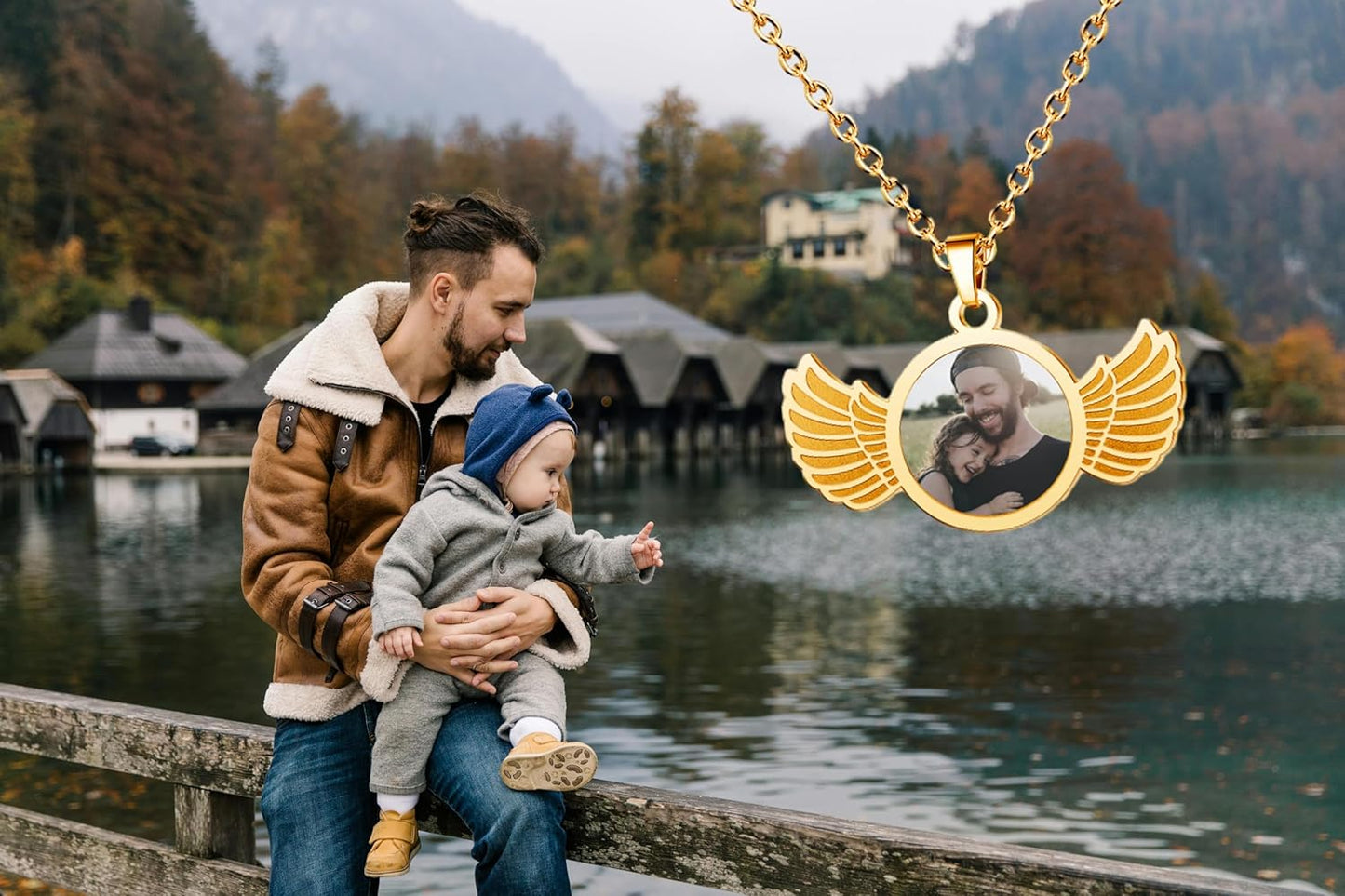 CharmSStory Personalized Photo Necklaces Custom Engraved Name Necklace Memory Keepsake Picture Necklace Pendant Customized Gifts for Women Men