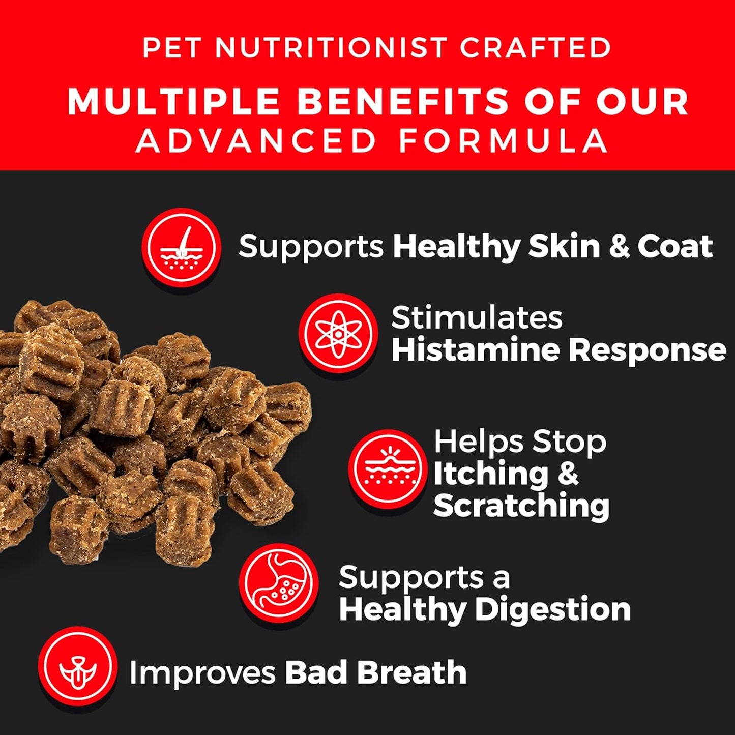 Pet Chef Dog Stop Itching & Allergy Blocker Chew - Natural Anti Itch for Dogs with Omega 3, Salmon Oil - Peanut Butter - Best Value 140 ct Dog Stop Itching Support- Safe no Chemicals All Natural