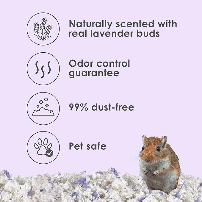 Kaytee Clean & Cozy Lavender Bedding For Pet Guinea Pigs, Rabbits, Hamsters, Gerbils, and Chinchillas, 49.2 Liters