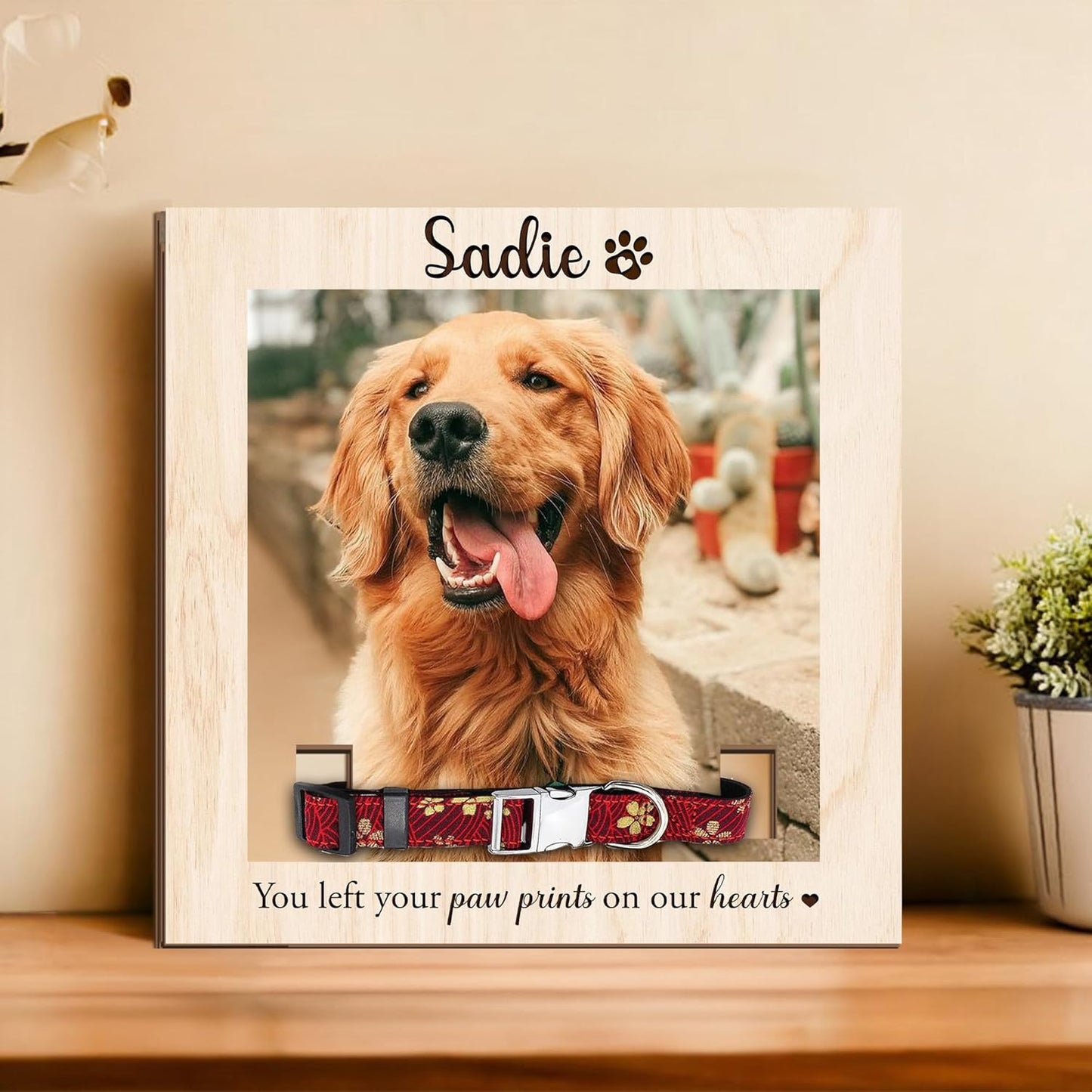 Custom Dog Memorial Frame with Collar Holder – Personalized Pet Photo Gift, Pet Loss Sympathy Gift, Remembrance Sign for Dog Lovers