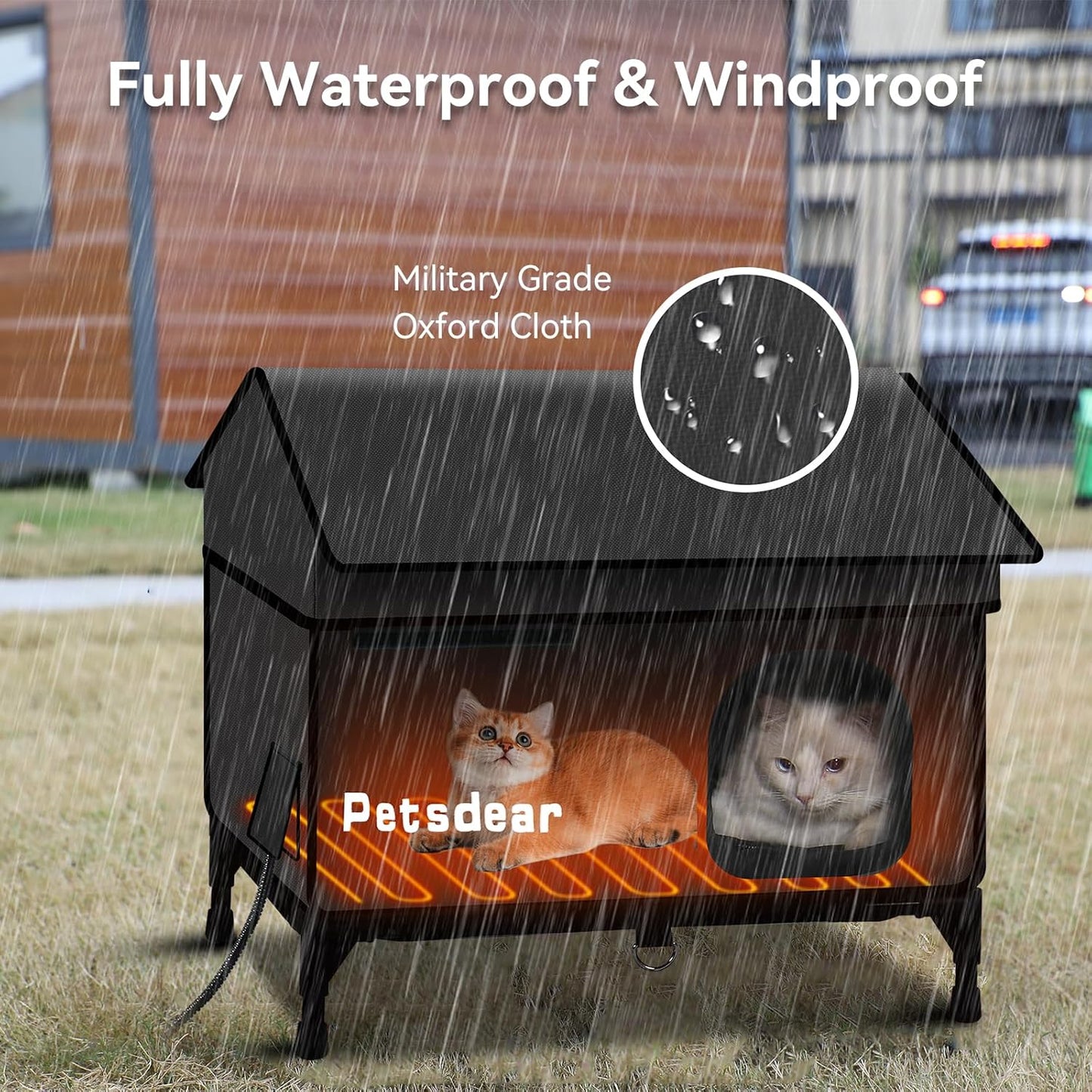 Heated Outdoor Cat House for Winter - Large, Weatherproof, Extremely Waterproof, Insulated Outside Shelter for Multiple Feral Cats (Green)