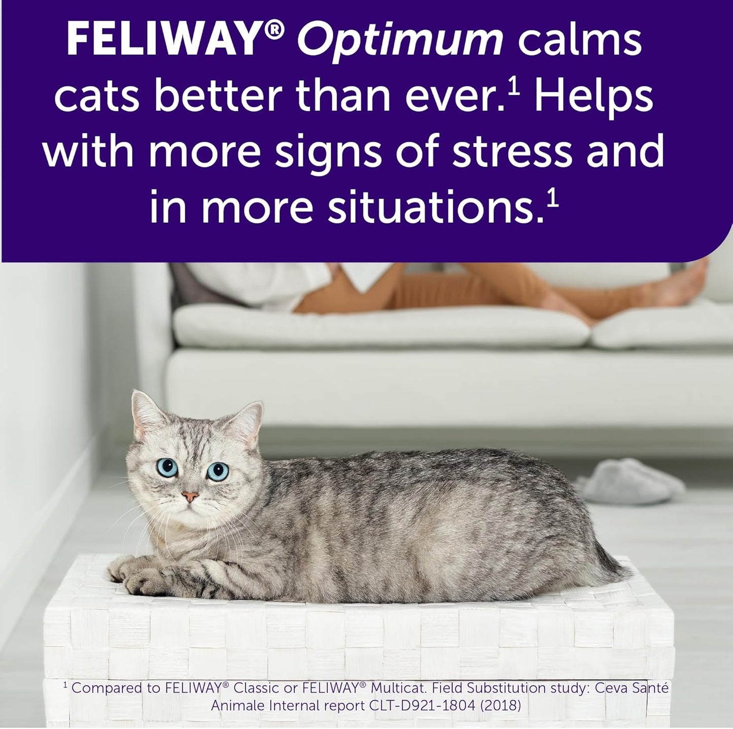 FELIWAY Optimum 6 x 30 Day Cat Calming Refills for Pheromone Diffuser, 6 x 48ml Value Pack - Helps Reduce Common Signs of Stress in Cats & Kittens, Enhanced Calming