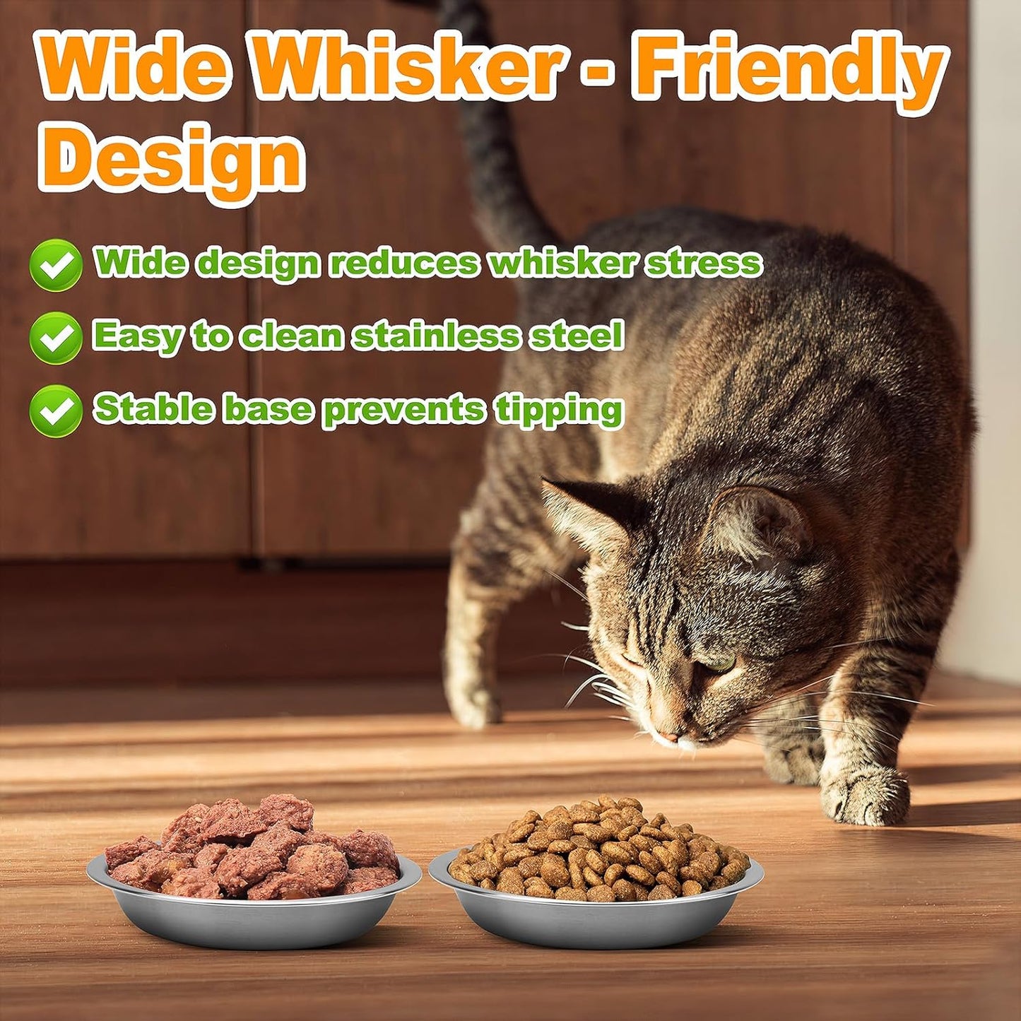 6 Pcs Stainless Steel Cat Bowls, Metal Cat Bowls Whisker Friendly, 5.5Inch Shallow Wide Cat Food Dishes, Replacement Basic Cat Plates