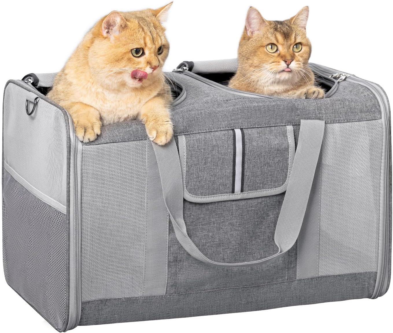 Large Cat Carrier for 2 Cats, 21.7X 13.8X 13.8in Pet Carrier for Cat and Dog Up to 38lbs, All-Sided Mesh Cat Carriers with Great Ventilation, Portable Soft Sided Pet Carriers for Traveling