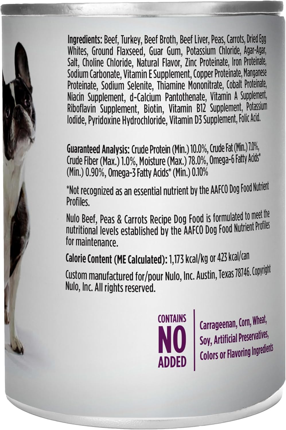 Nulo Grain-Free Beef, Peas & Carrots Recipe Adult Wet Canned Dog Food, 13 Ounce, 12 Cans