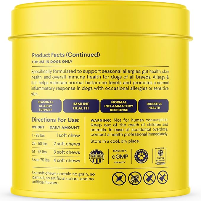 Finn Allergy & Itch for Dogs | Daily Support for Itchy Skin, Immune Health & Seasonal Allergies from Colostrum, Bee Propolis + Probiotics | 90 Soft Chews