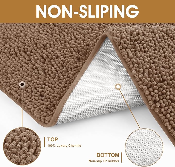 Extra Large Dog Door Mats for Muddy Paws, Chenille Absorbent Dog Mats, Non Slip Heavy Mud Mat for Dogs, Soft Pet Mat for Entryway, Mud Paws, Inside Floor,71" x 25", Camel