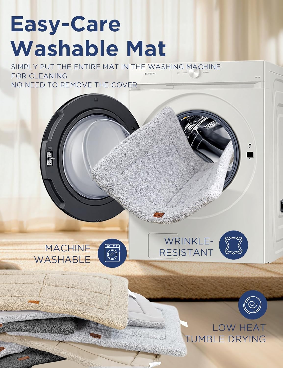 Low-Profile Dog Crate Pad Mat for Large Dogs, Washable Ultra Soft Dog Crate Mat, High Density Foam Pet Beds for Indoor & Outdoor Dogs, 35" x 23", Gray