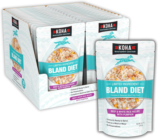 KOHA Pet Limited Ingredient Bland Diet for Dogs Value Pack, Beef and White Rice Recipe Sensitive Stomach Wet Dog Food, Gentle Formula Easy to Digest Bland Diet Dog Food, Pack of 30