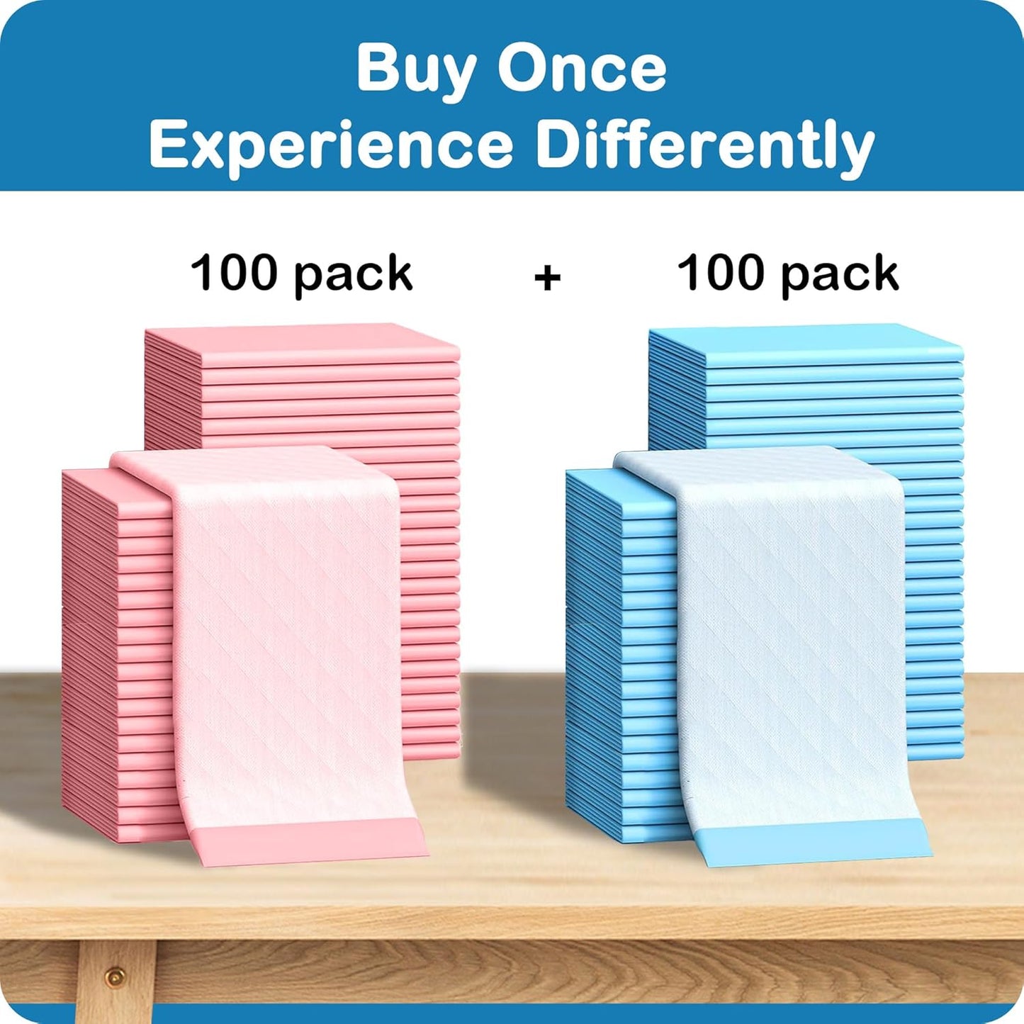 MoMoCo Value Pack Puppy Training Pads 23"x23", 200 Count (Blue100 + Pink100) – Leak-Proof & Super Absorbent Potty Pads for Dogs, Cats & Rabbits