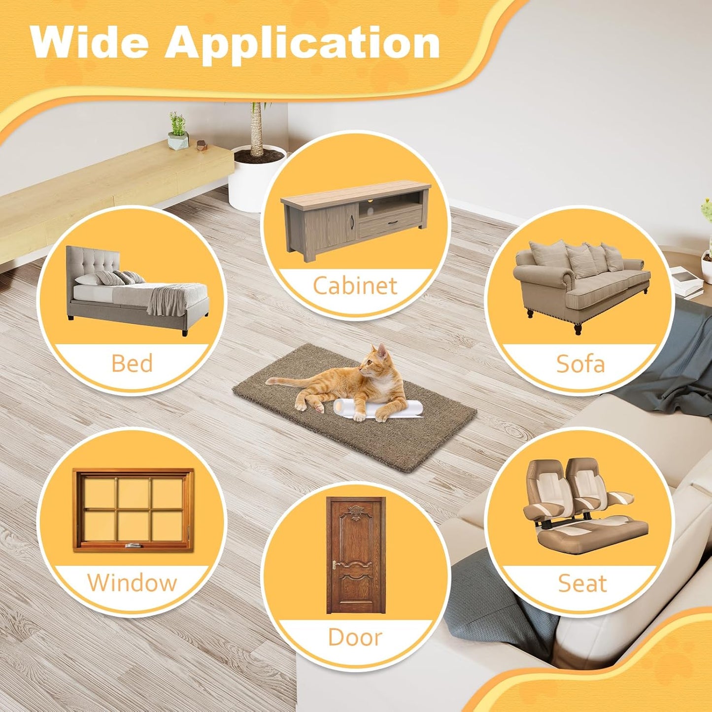 Cat Scratch Furniture Protector, 11.8 in x 118 in Cuttable Cat Protectors for Furniture, Single Sided Adhesive Couch Protector from Cat Claws, Suitable for Families with Pets