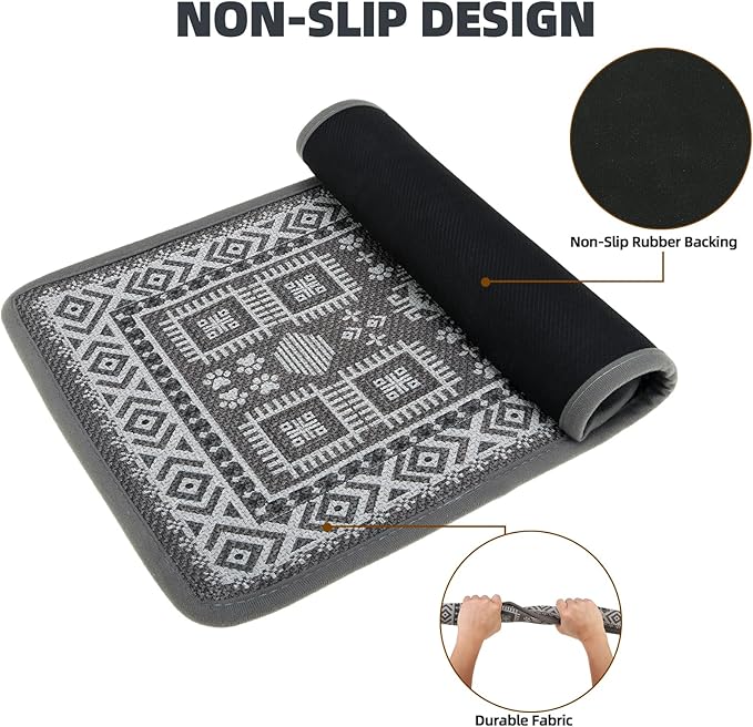 PUPTECK Dog Food Mat, Absorbent Pet Cat Feeding Mat for Food and Water Bowls, Anti-Slip Dog Placemat for Floors Waterproof, Pet Supplies Accessories, Gray M