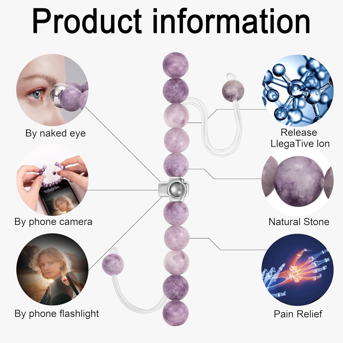 EMIRISTIC Custom Photo Bracelet - Personalized Picture Natural Stone Cuban Chain Bracelet - Any Special Day Gifts