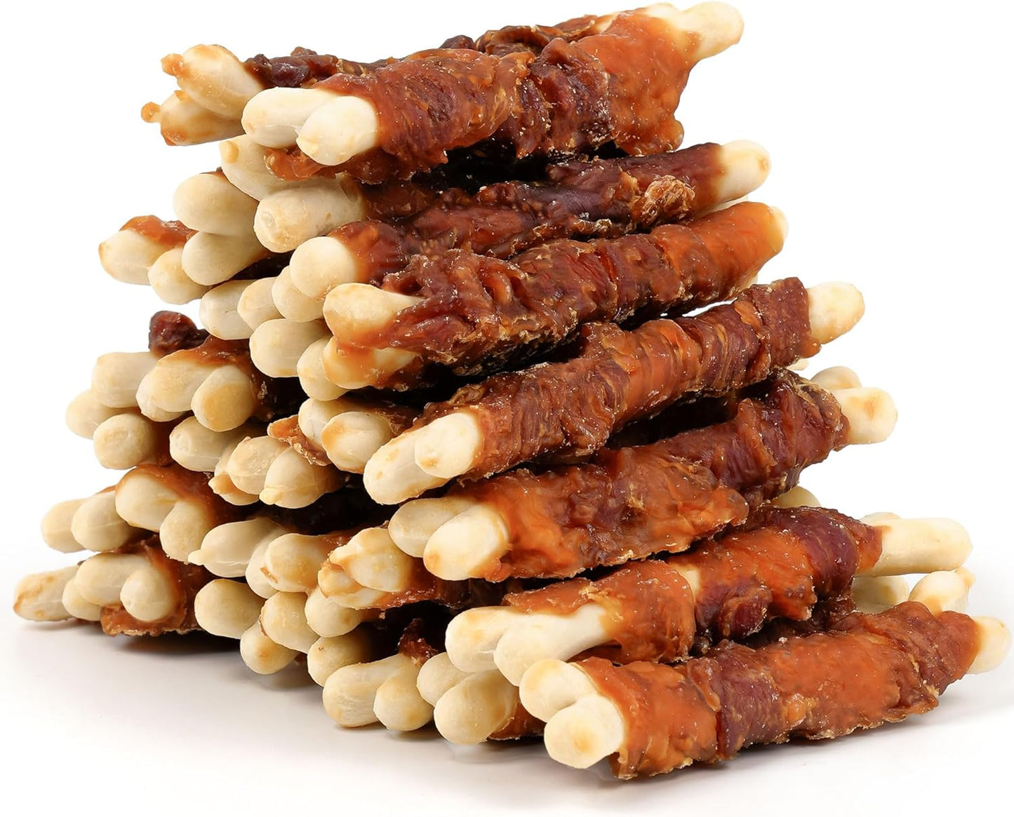 MON2SUN Double Flavor Dog Treats, 4 Inch Chicken and Duck Wrapped Calcium Bones, Rawhide Free Chews for Small Dogs, Teeth Cleaning Bones, 21.16oz (30 Count-Pack of 1)