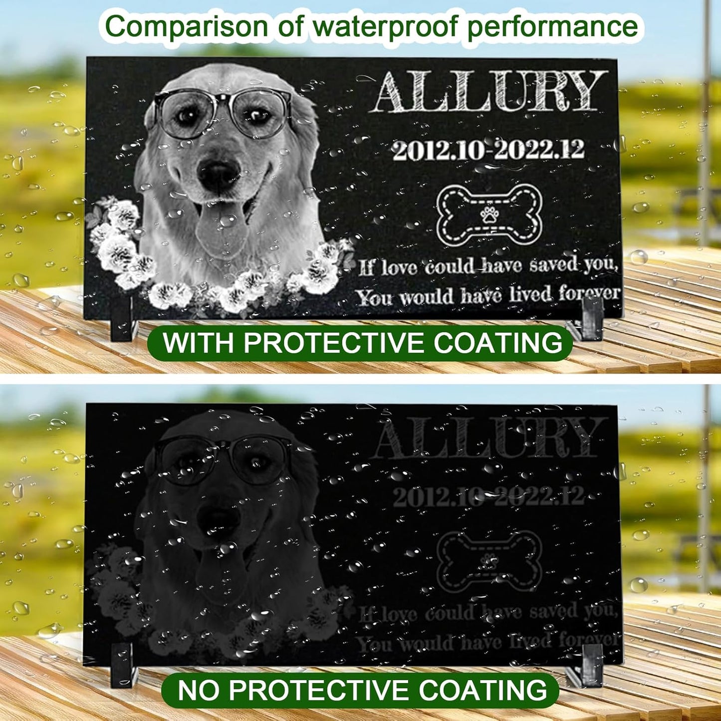 Pet Headstones for Dogs Personalized,Dogs Headstones, Cat Tombstone Outdoor,Black Granite Memorial Garden Stone Customized Gravestone Markers, Dog Gravestone Markers Gifts (pet 1)