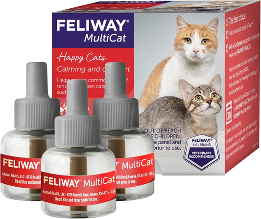 FELIWAY® MultiCat 3 x 30 Day Cat Calming Refills for Pheromone Diffuser, 3 x 48ml Value Pack- Helps Reduce Conflicts and Signs of Tension in Multi-Cat Households