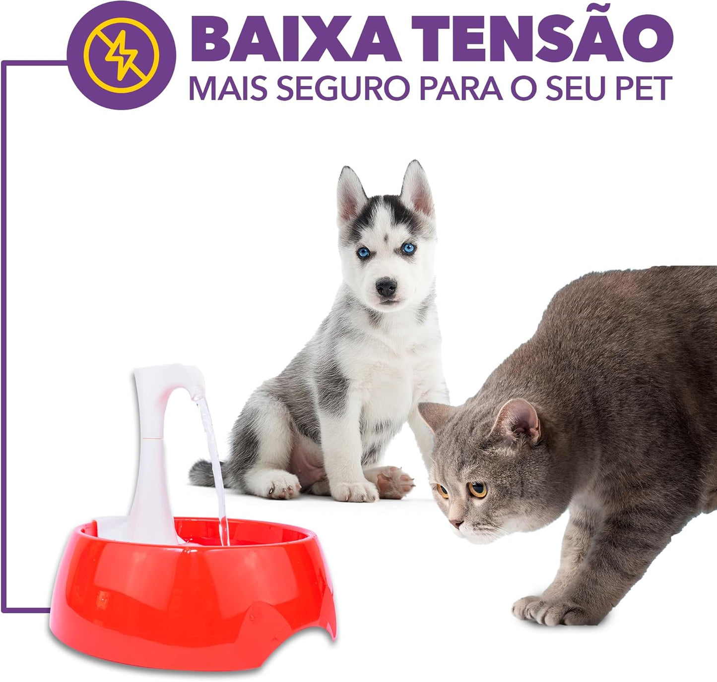 Aqua First Pet Water Fountain - Automatic Drinking Bowl for Cats and Dogs - Light and Portable - Replaceable Filters - Ergonomic Design - 1.2L/42 fl oz - White