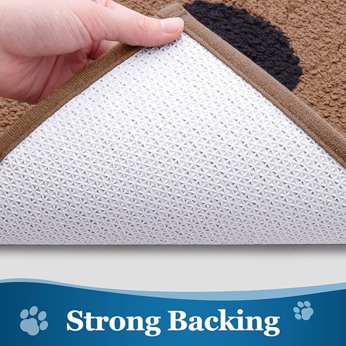 Buganda Dog Door Mat for Muddy Paws, Absorbent Dirt Trapper Washable Indoor Doormats, Non Slip Low-Profile Mud Mat for Dogs, Front Entrance Doormat for Inside Floor (30x20 Inches, Camel and Black)