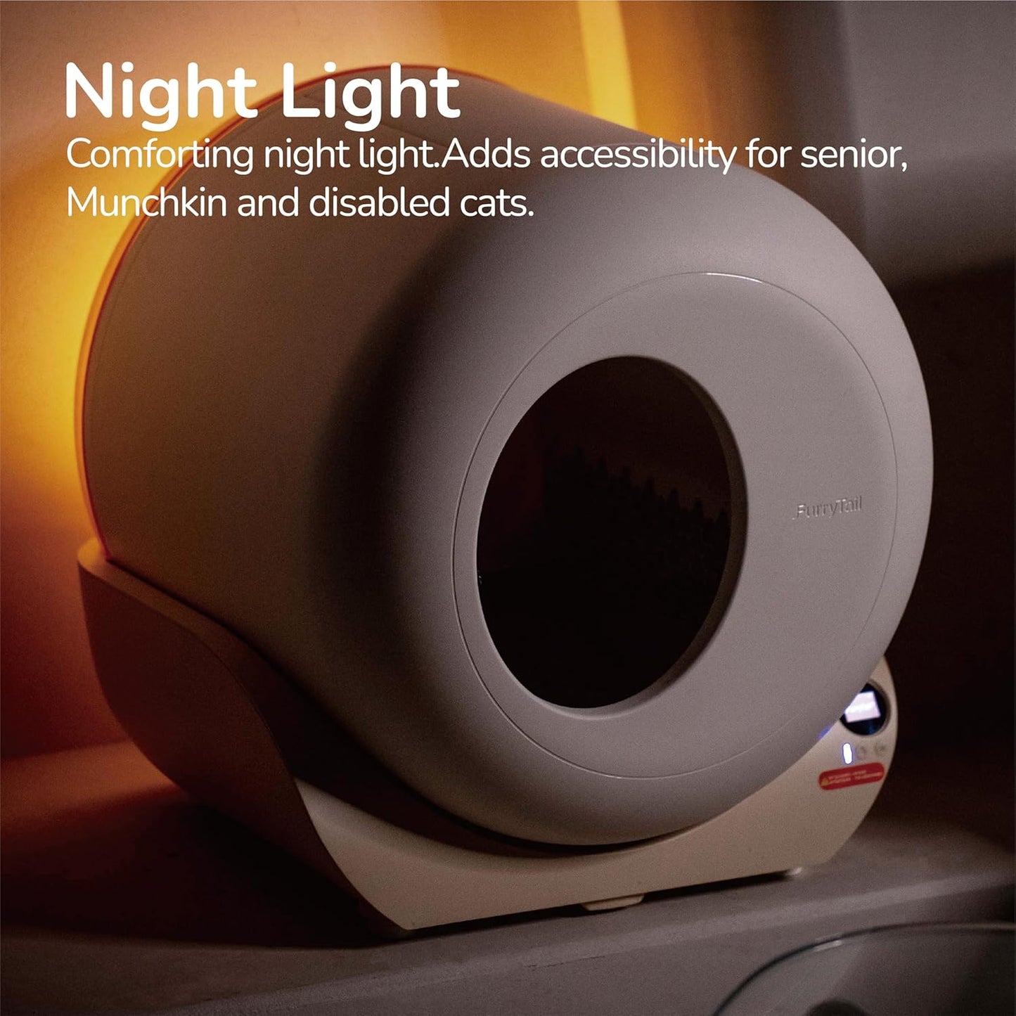 FurryTail Self Cleaning Litter Box with APP - Automatic Cat Litter Box for All Your Cats, Odor Control, Spacious Interior and Large Wastes Bin Capacity,Includes 40 Litter Bags