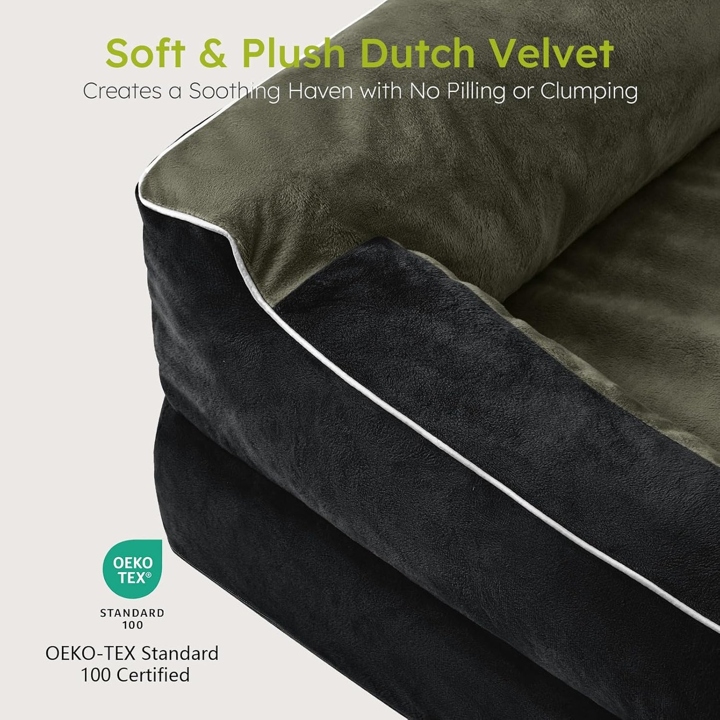 Dog Beds for Large Dogs, Orthopedic Dog Bed with Cooling Gel Memory Foam, Waterproof Large Pet Bed with Removable Washable Cover, 36" Pet Sofa Couch Dutch Velvet with Bone Toy, Black