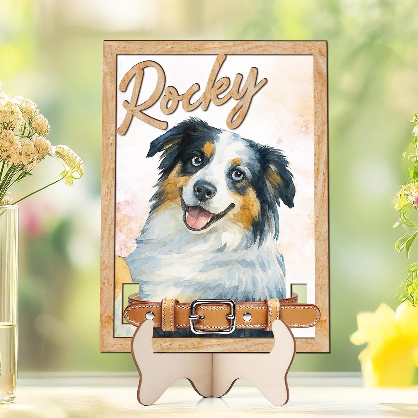 Custom Pet Memorial Frame with Collar Holder – Personalized Dog Portrait from Photo, Pet Loss Remembrance Gift, Sympathy Gift for Dog Lovers