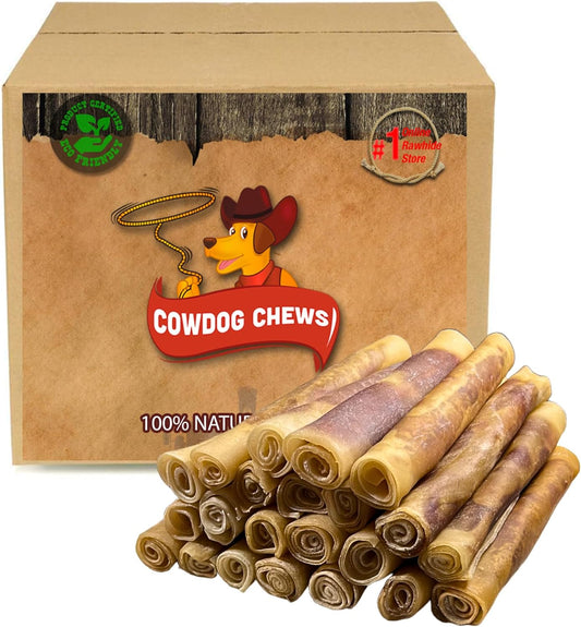 Cowdog Chews Rawhide Gourmet Meaty Rolls 9-10" (20 Pack) – Premium Dog Treats with Savory Beef Filling, Long-Lasting Chew for Aggressive Chewers, High-Protein, Natural Ingredients