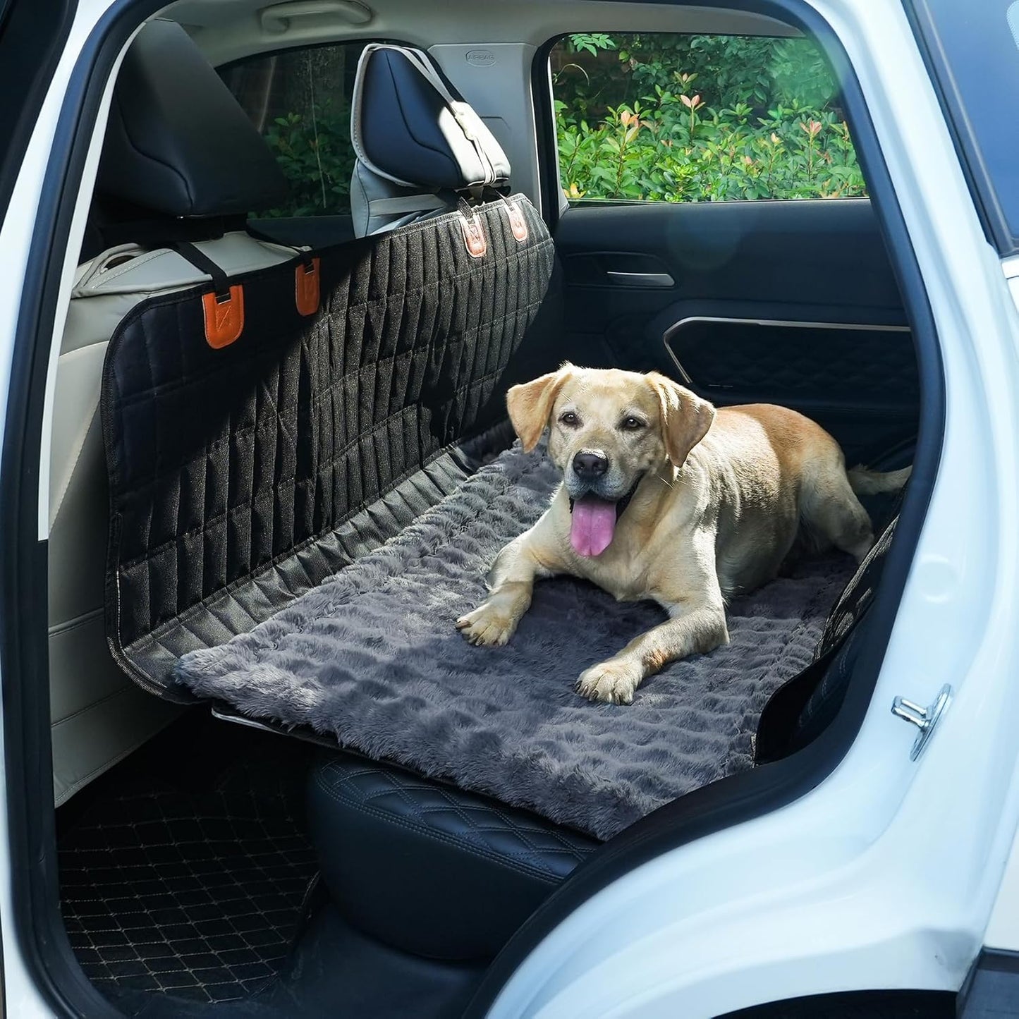 Dog Car Seat Cover for Back Seat, Plush Dog Bed Mat for Car, Fit for Backseat Extenders, Travel Pet Mat, Nonslip Soft Pet Pad for Cars Trucks and SUVs (Dark Gray, 24.8x54 inch)