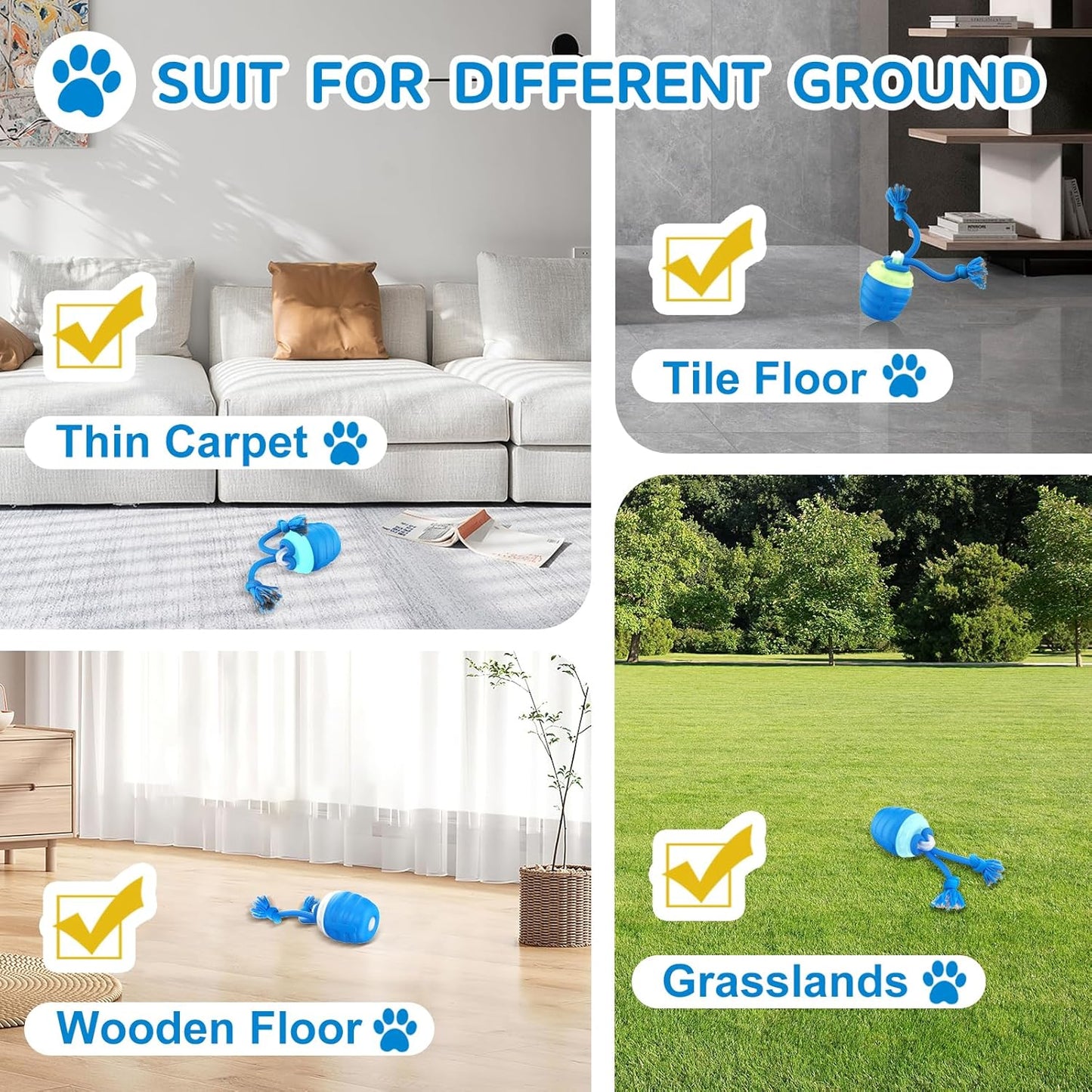 Interactive Dog Toys, [2025 Newly Upgraded] Interactive Dog Ball for Medium/Large Dogs, Automatic Moving Dogs Toy Wicked Ball for Boredom & Training, Play Music, USB Rechargeable(Blue)