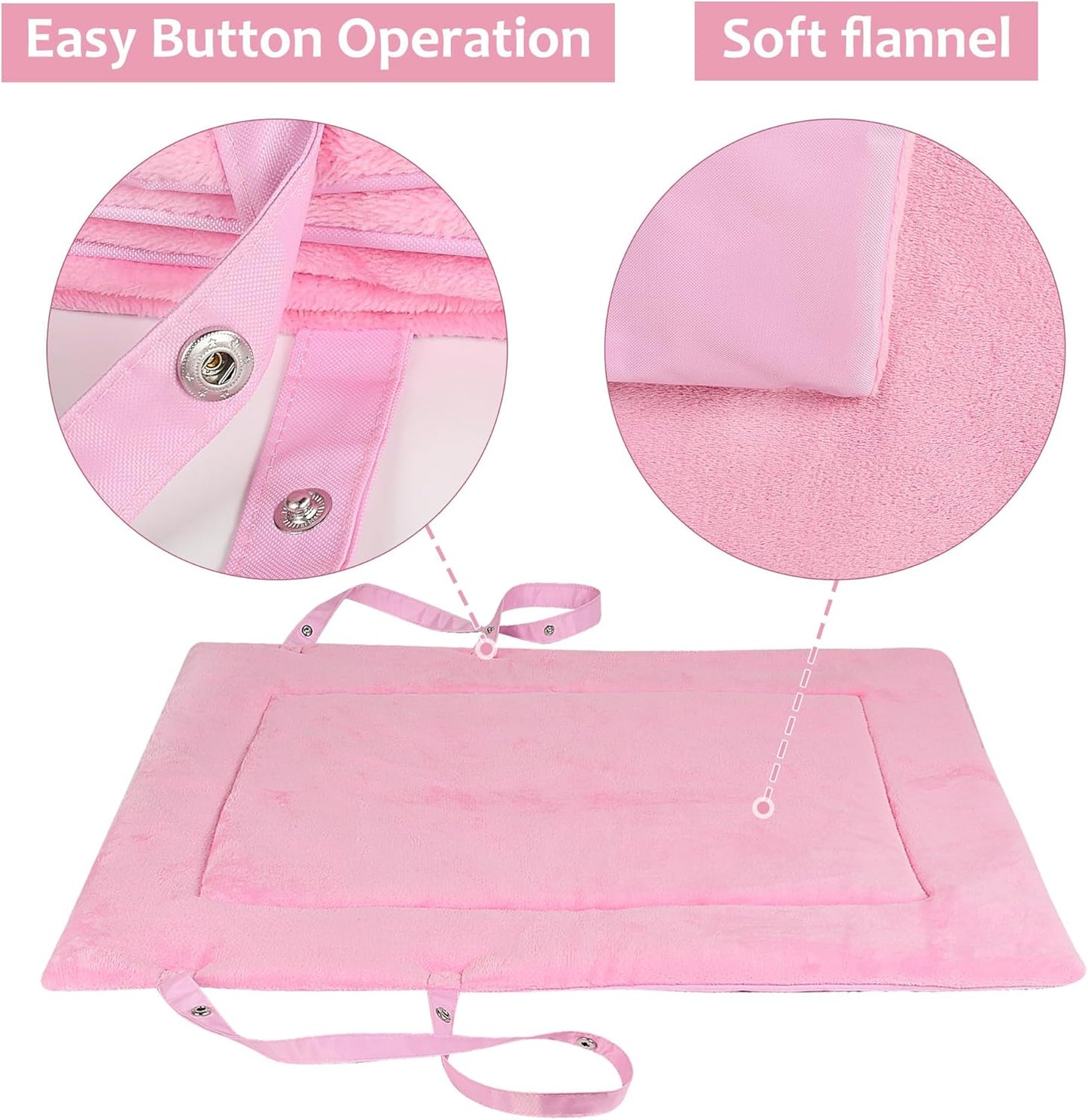 Catalonia Classic Waterproof Dog Mat, Portable Reversible Pet Travel Mat, Pet Cushion Pad with Handle for Small Medium Dogs Cats, Indoor or Outdoor, 80 x 60 cm, Pink