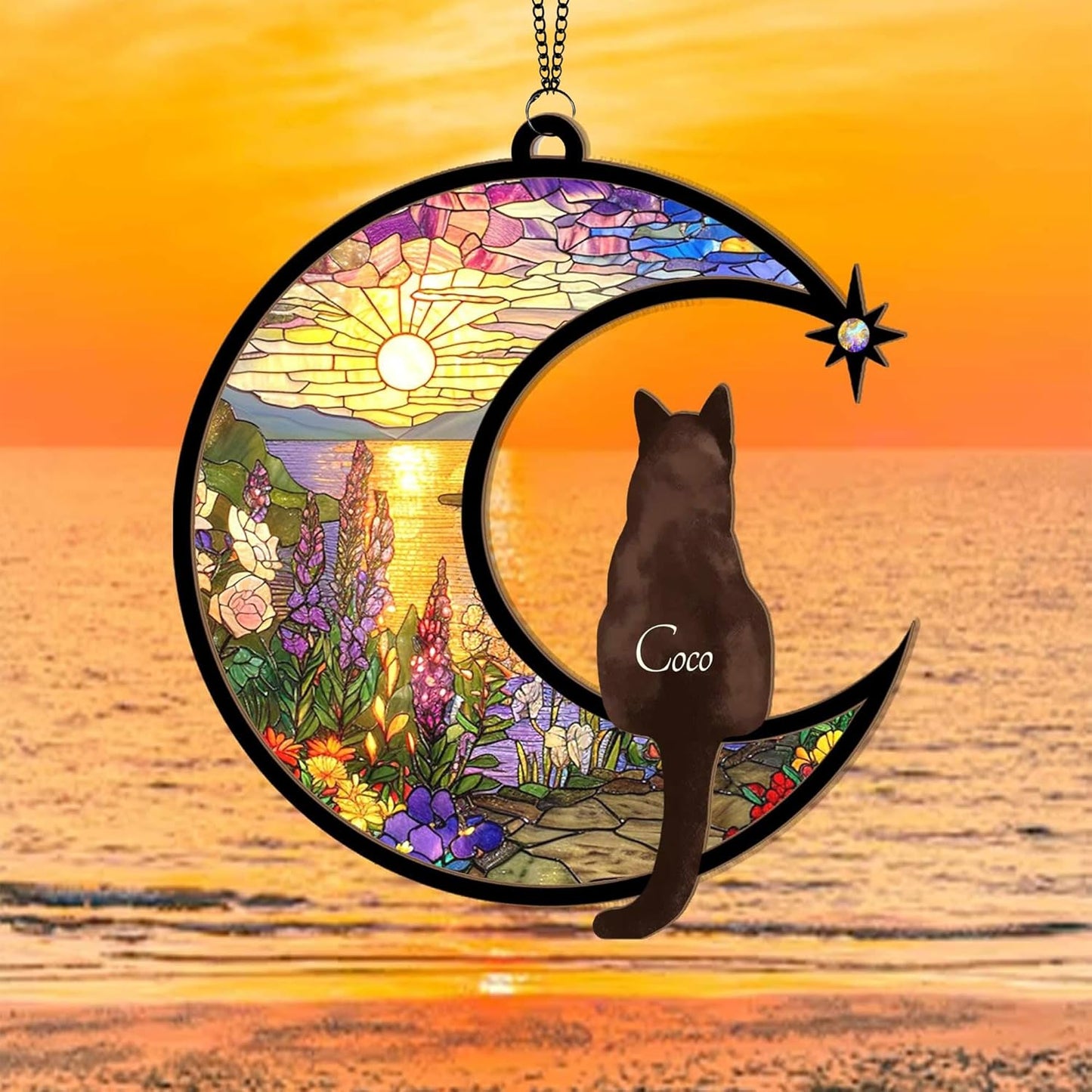 Personalized Cat Memorial Suncatcher – Custom Cat Loss Sympathy Gift, Pet Remembrance Keepsake, Gift for Cat Lovers