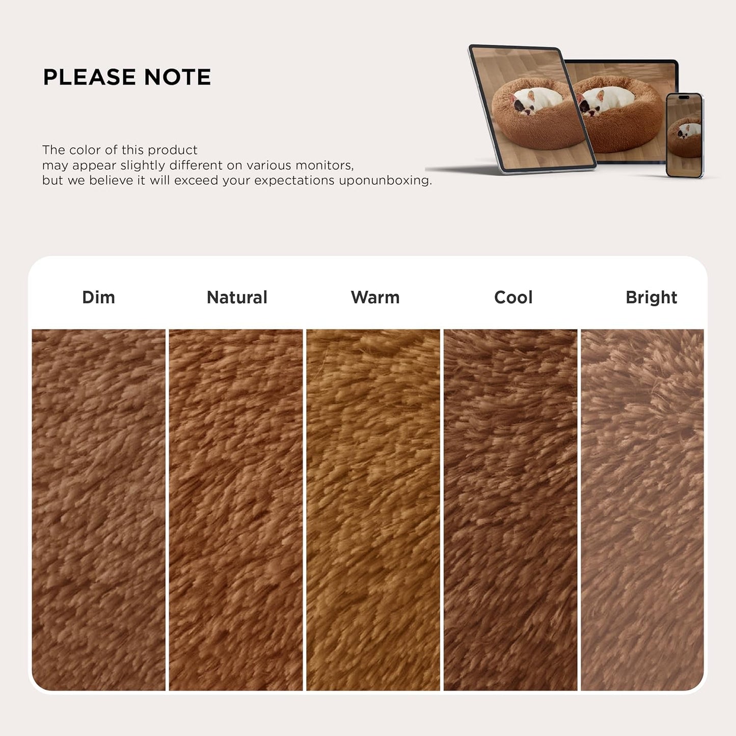 Bedsure Calming Cat Beds for Indoor Cats - Small Cat Bed Washable 20 inches, Anti-Slip Round Fluffy Plush Faux Fur Pet Bed, Fits up to 15 lbs Pets, Copper